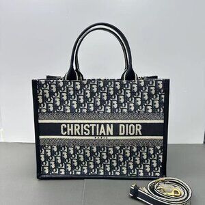 Dior Book Tote new monogram embroidered canvas and leather tote bag